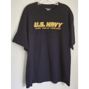 T-SHIRT-U.S. NAVY-Navy Blue-Yellow-Size XL